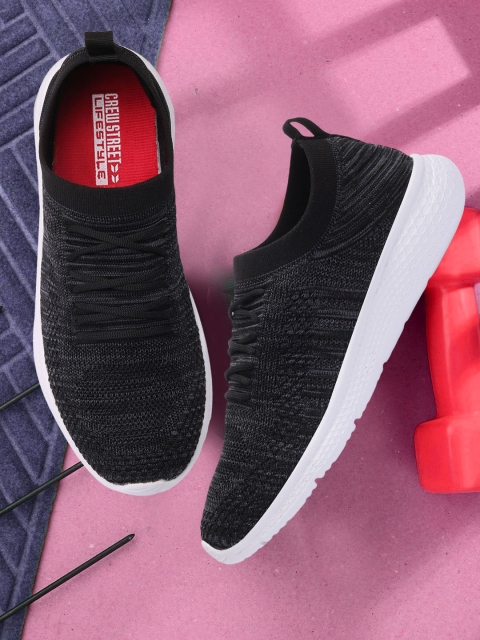 

Crew STREET Men Black Woven Design Sneakers