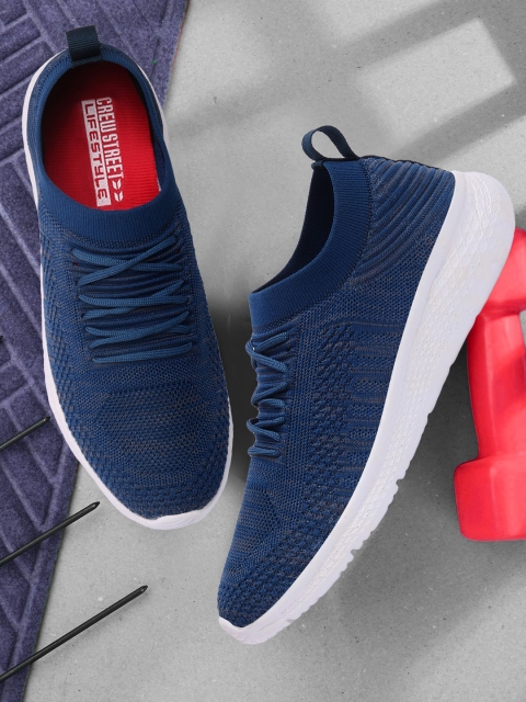 

Crew STREET Men Blue Woven Design Slip-On Sneakers