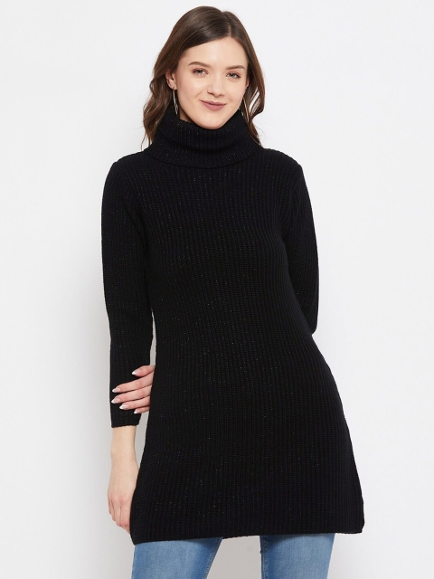 

Knitstudio Black Party Wear Fit And Flare Solid Women Dress