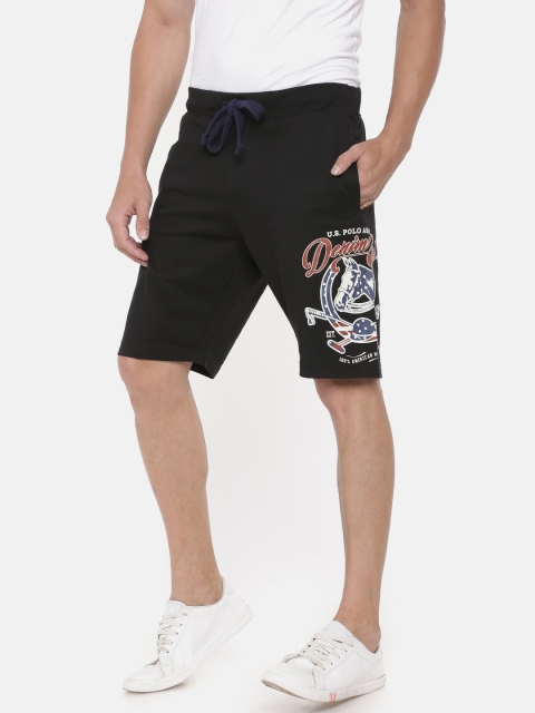 

U.S. Polo Assn. Denim Co. Men Black Solid Regular Fit Regular Shorts