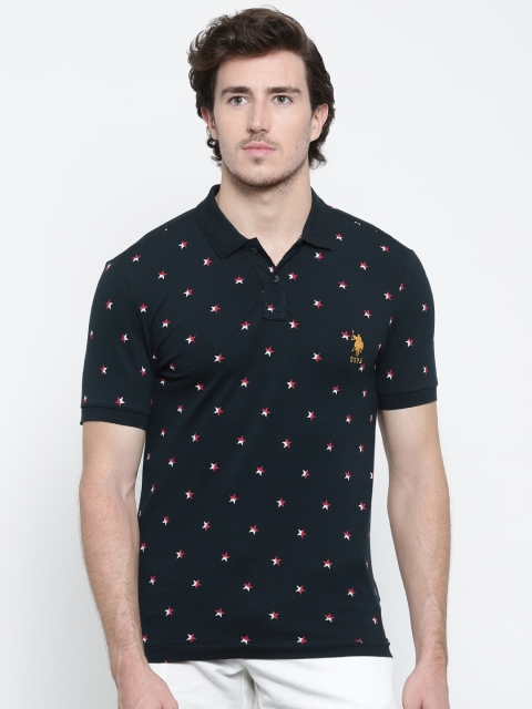 

U.S. Polo Assn. Men Navy Blue Printed Polo Collar T-shirt