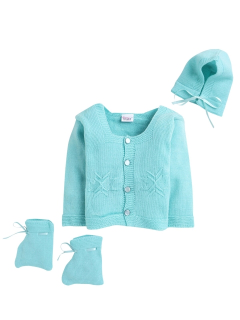 

Little Angels Unisex Kids Green Cardigan with Beanie & Booties