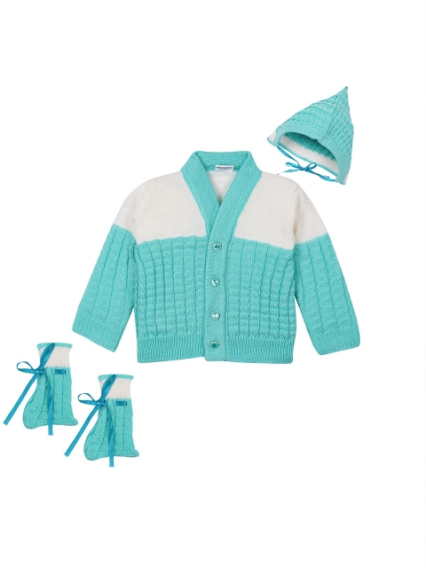 

Little Angels Unisex Kids Green Colourblocked Cardigan