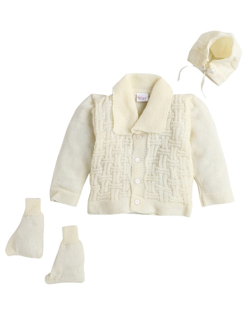 

Little Angels Unisex Kids Cream-Coloured Cable Knit Cardigan Set