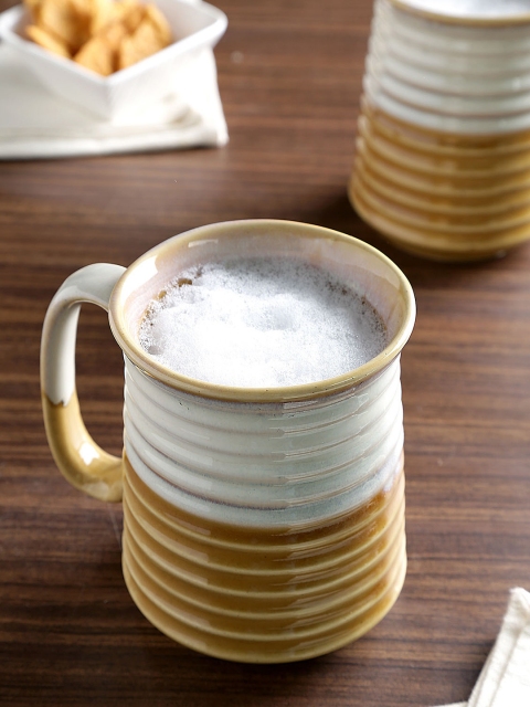 

Unravel India Off-White & Brown Set of 2 Ceramic Mugs