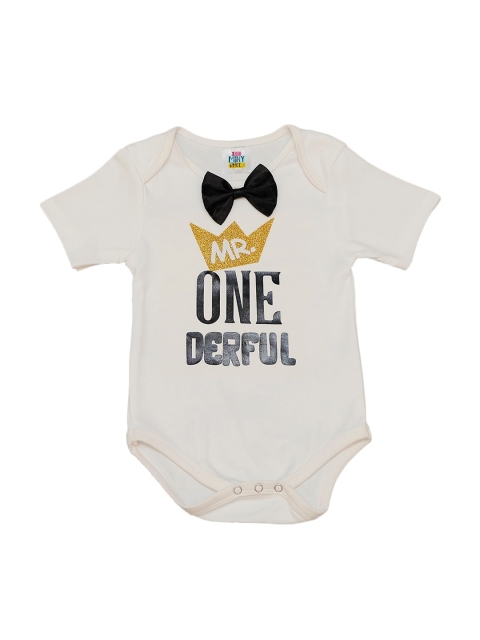 

TINY MINY ME Boys Infants White & Black Printed Bodysuit