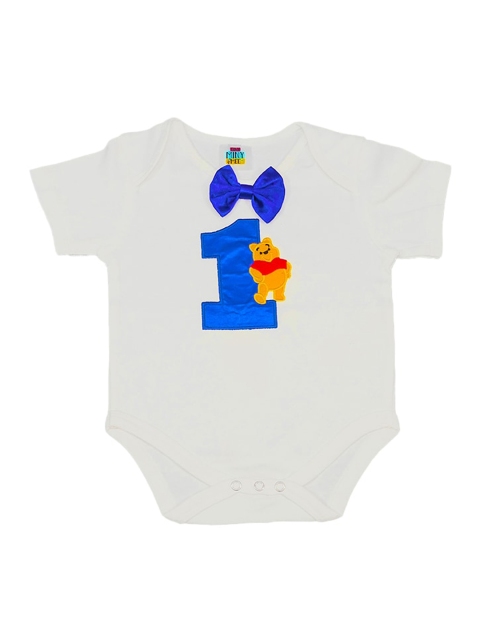 

TINY MINY ME Infant Boys White & Blue Printed Bodysuit