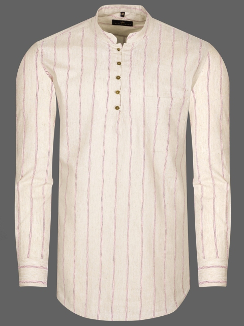 

FRENCH CROWN Men Brown Standard Striped Cotton Formal Shirt