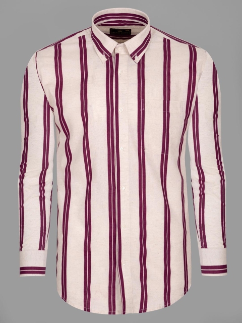 

FRENCH CROWN Men Cream-Coloured Standard Printed Formal Shirt