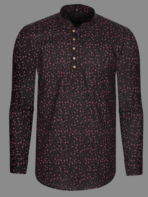 

FRENCH CROWN Men Black Standard Floral Printed Formal Shirt