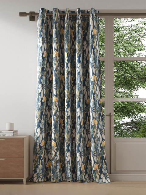 

DDecor Blue & Green Floral Long Door Curtain