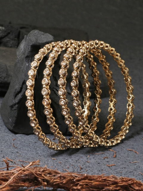 

Adwitiya Collection Set of 4 Gold-Plated Stone Studded Bangles