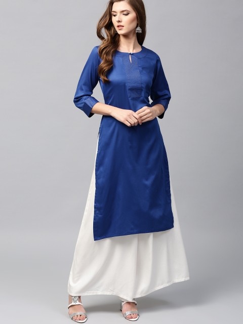 

Libas Women Blue Solid Straight Kurta