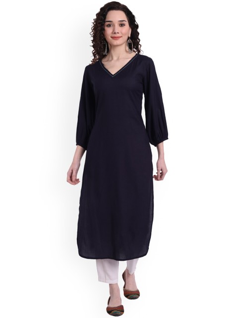 

Haute and Humble Women Blue Puffed Sleeves Kurta