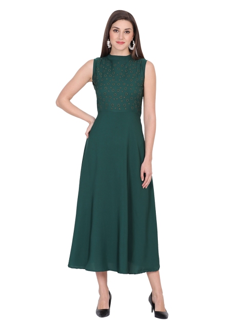 

NOBEY women Green Crepe Formal Maxi Dress