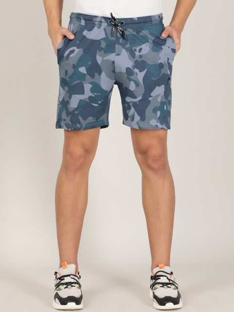 

Head Men Blue Camouflage Printed Slim Fit Outdoor Shorts