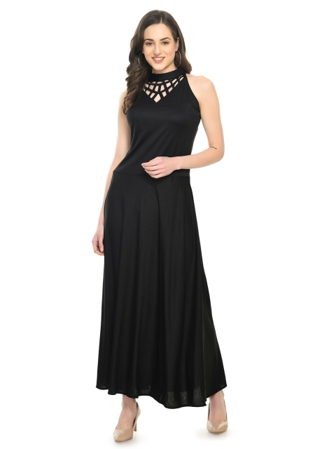 

NOBEY Black Linen Chiffon Formal Maxi Dress