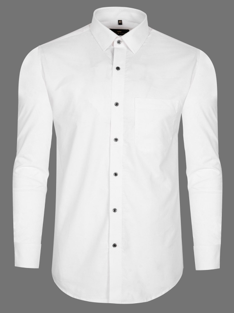 

FRENCH CROWN Men White Solid Cotton Standard Formal Shirt