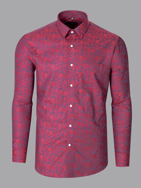 

FRENCH CROWN Men Red Standard Floral Printed Formal Shirt