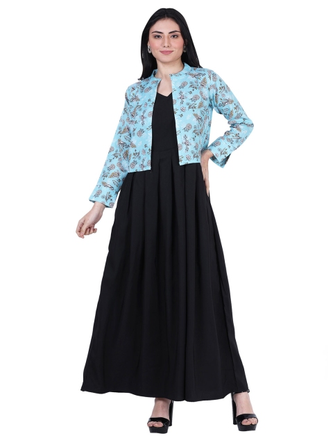 

NOBEY Blue Linen Crepe Formal Maxi Dress