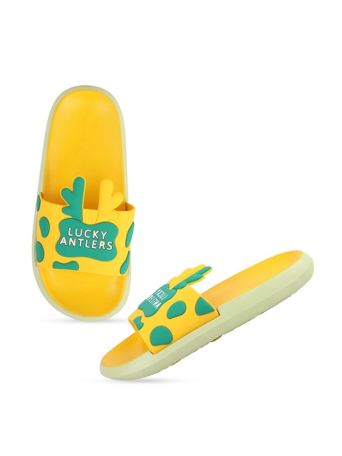 

Try Me Women Yellow & Blue Printed Sliders