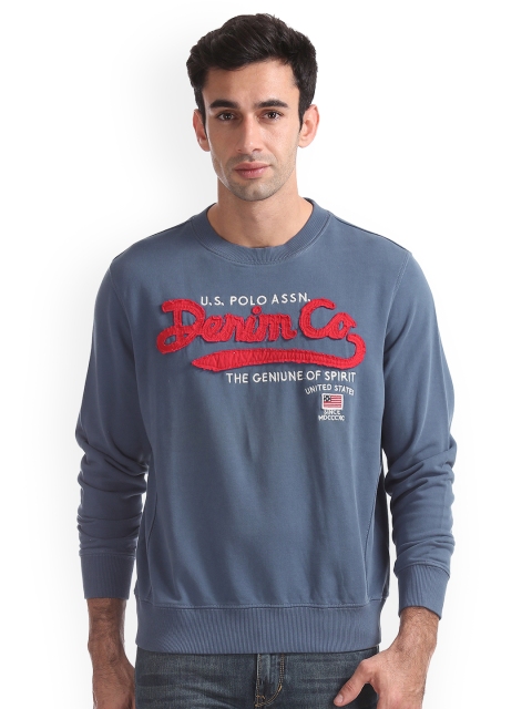 

U.S. Polo Assn. Denim Co. Men Blue Embroidered Sweatshirt