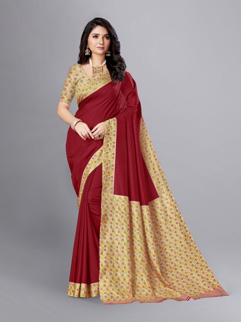 

VIMLA Red & Cream-Coloured Art Silk Mysore Silk Saree