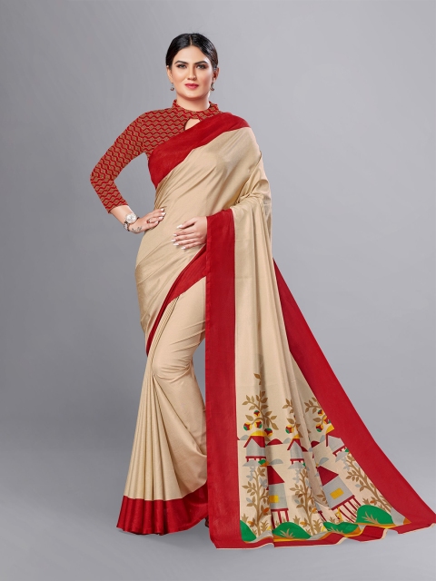 

VIMLA Red & Beige Art Silk Mysore Silk Saree