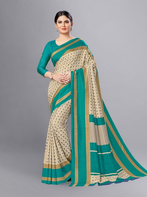 

VIMLA Turquoise Blue & Gold-Toned Checked Art Silk Mysore Silk Saree