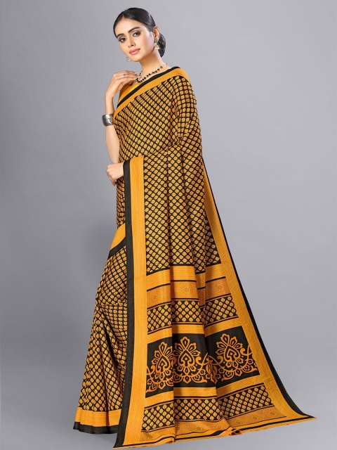 

VIMLA Yellow & Black Ethnic Motifs Art Silk Mysore Silk Saree