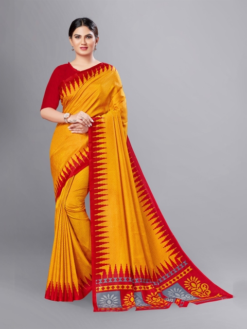 

VIMLA Women Yellow & Red Mysore Silk Saree With Blouse