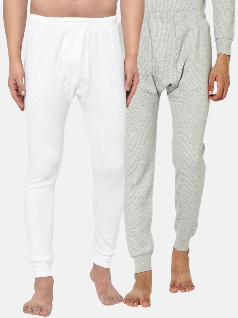 

ARMISTO Men Pack Of 2 White & Grey Quilted Thermal Bottoms