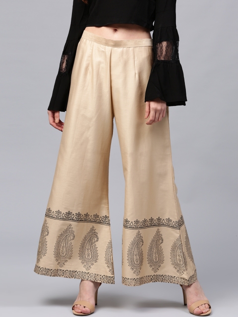 

Libas Women Beige Flared Printed Palazzos