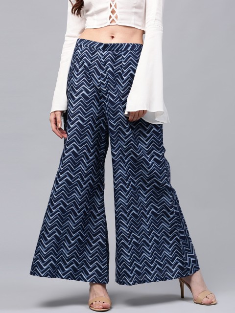 

Libas Women Blue Printed Flared Palazzos