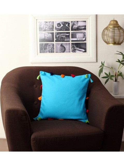 

Lushomes Blue Set of 3 Square Cushion Covers