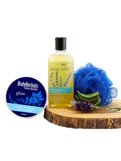 

BodyHerbals Lavender Body Polisher and Body Wash Combo 400 ml, Blue