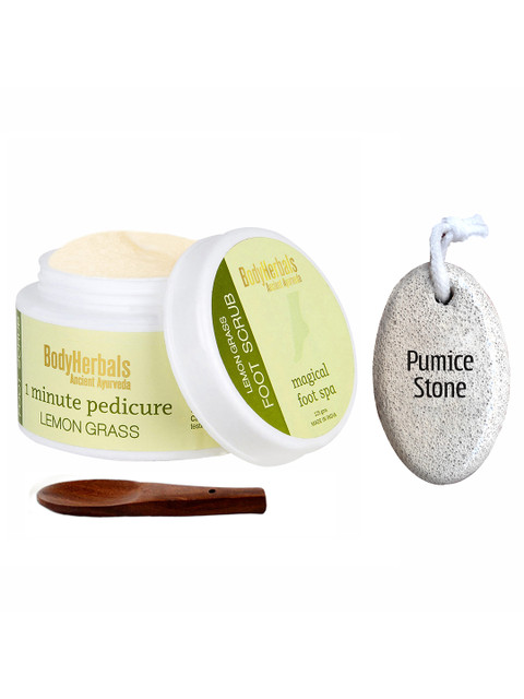 

BodyHerbals Lemongrass Foot Scrub & Pumice Stone, White