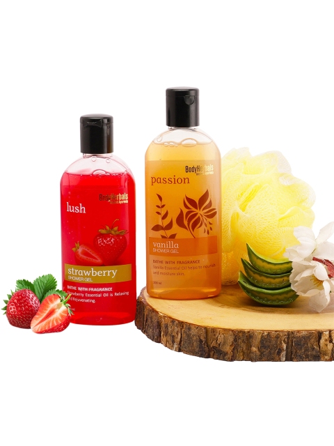 

BodyHerbals Strawberry and Vanilla Aromatic Body Wash Combo 400 ml, Red
