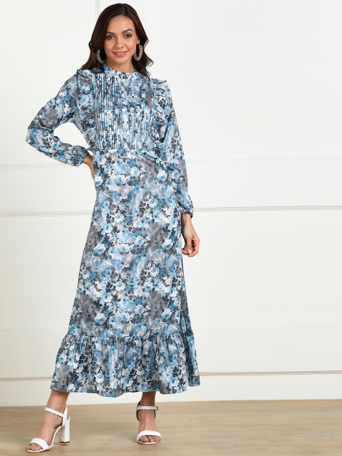 

shashvi Blue Floral Crepe Maxi Dress