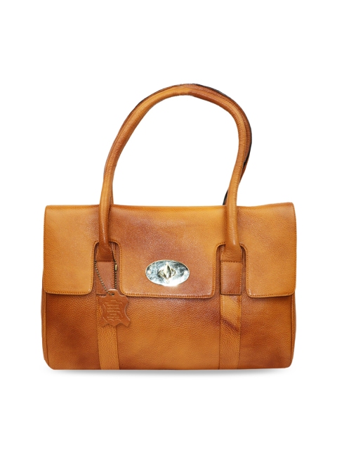 

LELYS Brown Leather Structured Shoulder Bag