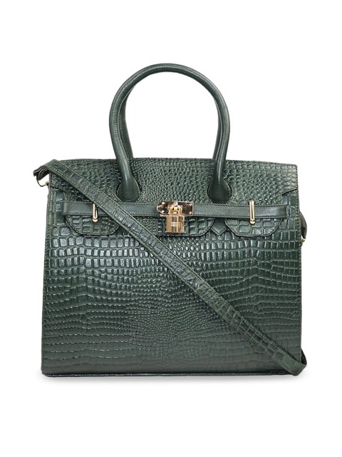 

LELYS Women Green Animal Textured Leather Structured Handheld Bag