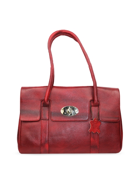 

LELYS Women Red Leather Shopper Shoulder Bag