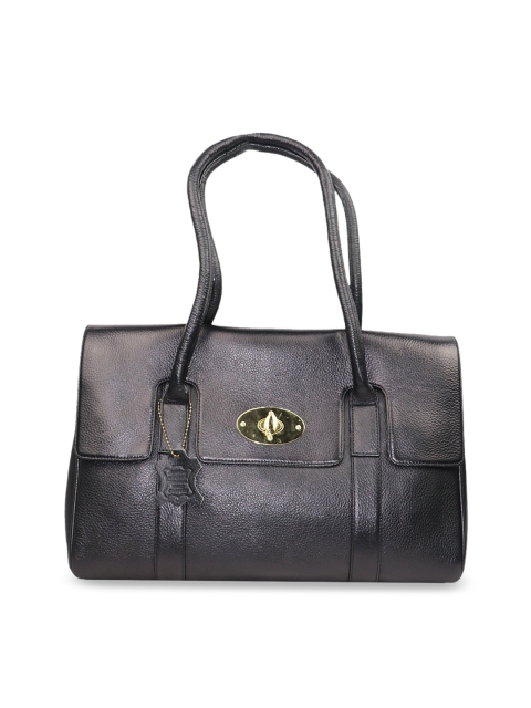 

LELYS Black Leather Structured Handheld Bag