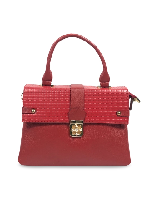 

LELYS Red Textured Leather Structured Satchel