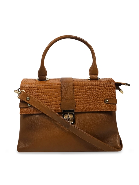 

LELYS Brown Textured Leather Structured Satchel