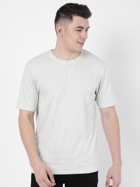 

R&B Men Grey Solid Cotton T-shirt