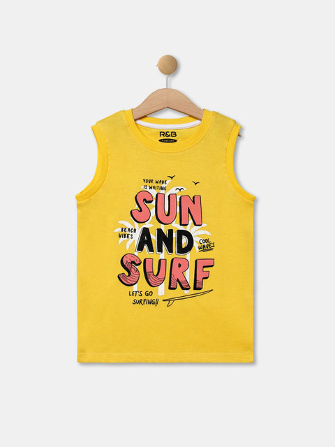

R&B Boys Yellow Typography Printed T-shirt