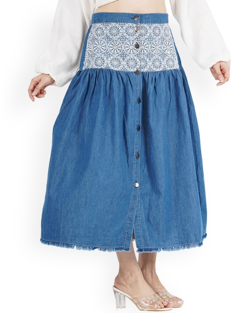 

SUMAVI-FASHION Women Blue Solid Flared Maxi Skirts