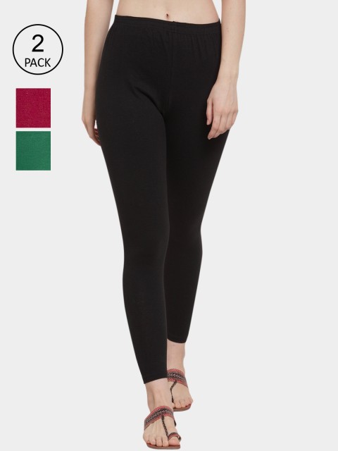 

GRACIT Women Pack Of 3 Solid Ankle-Length Leggings, Black