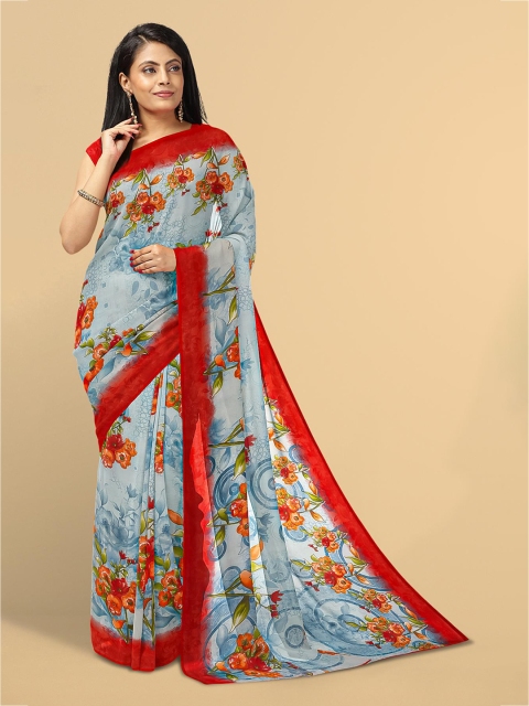 

Kalamandir Grey & Red Floral Saree